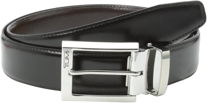 tumi男士 抛光双面皮带 黑色/棕色 38